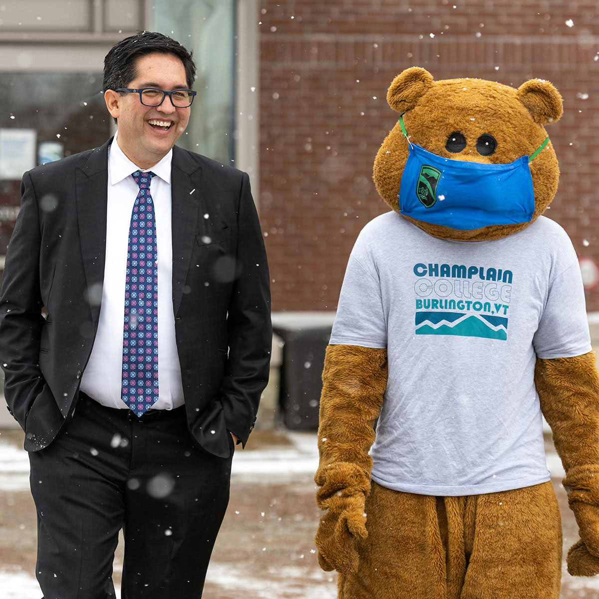 Alex and the Champlain College mascot